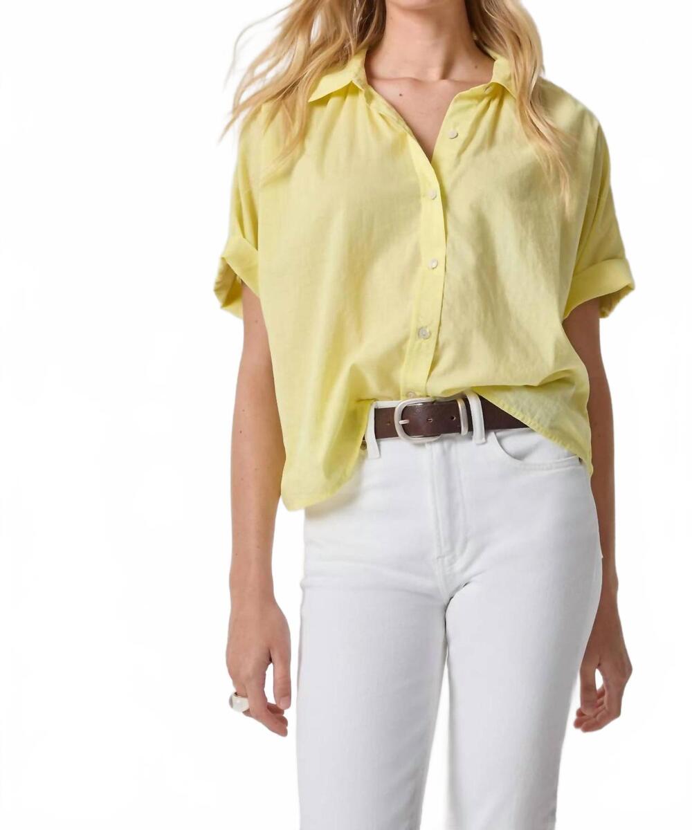 NEW LILLA P elbow sleeve button down shirt in lemon